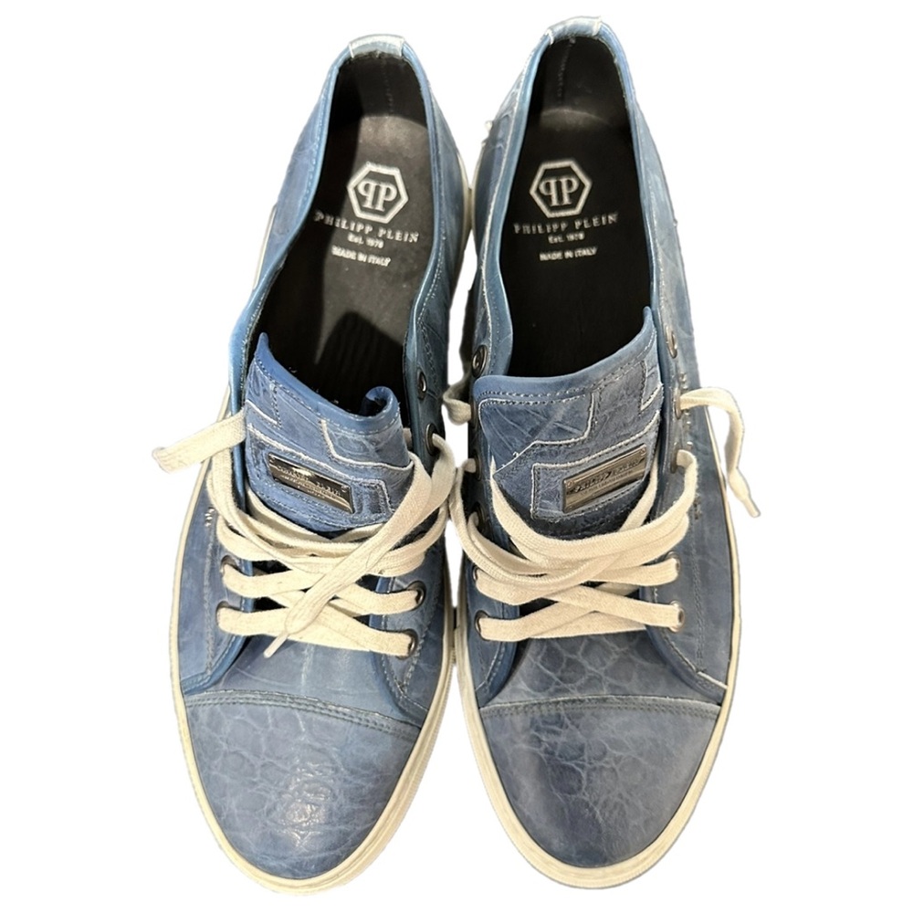 Philipp Plein Blue and White Sneakers
